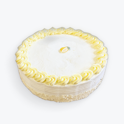 JK Bakery Lemon Cake, white sponge cake with lemon buttercream icing